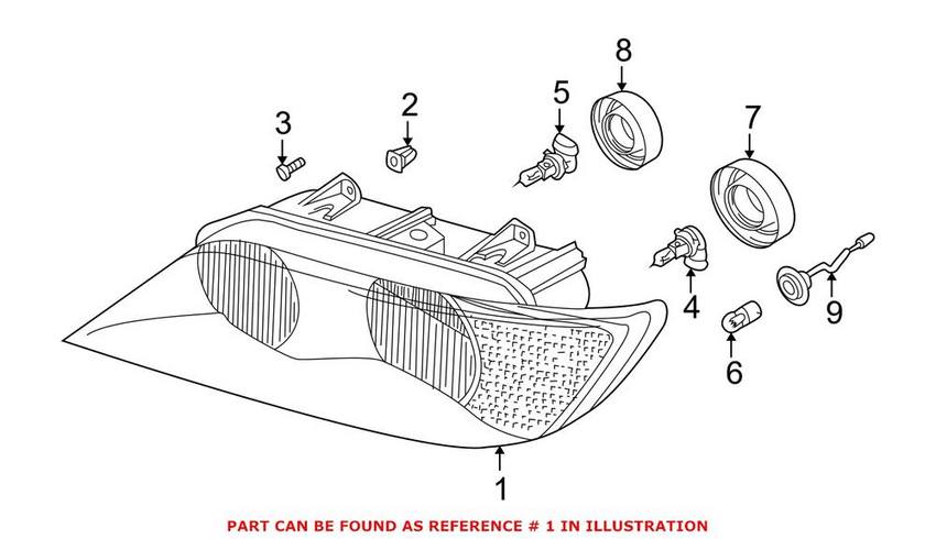 BMW Headlight Assembly - Driver Side (Halogen) 63128381091